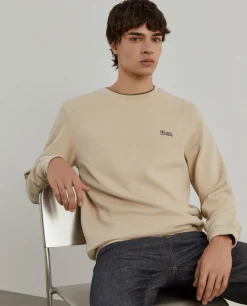 Sweater decote redondo em malha piqué