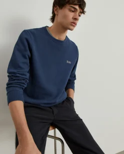 Sweater decote redondo em malha piqué