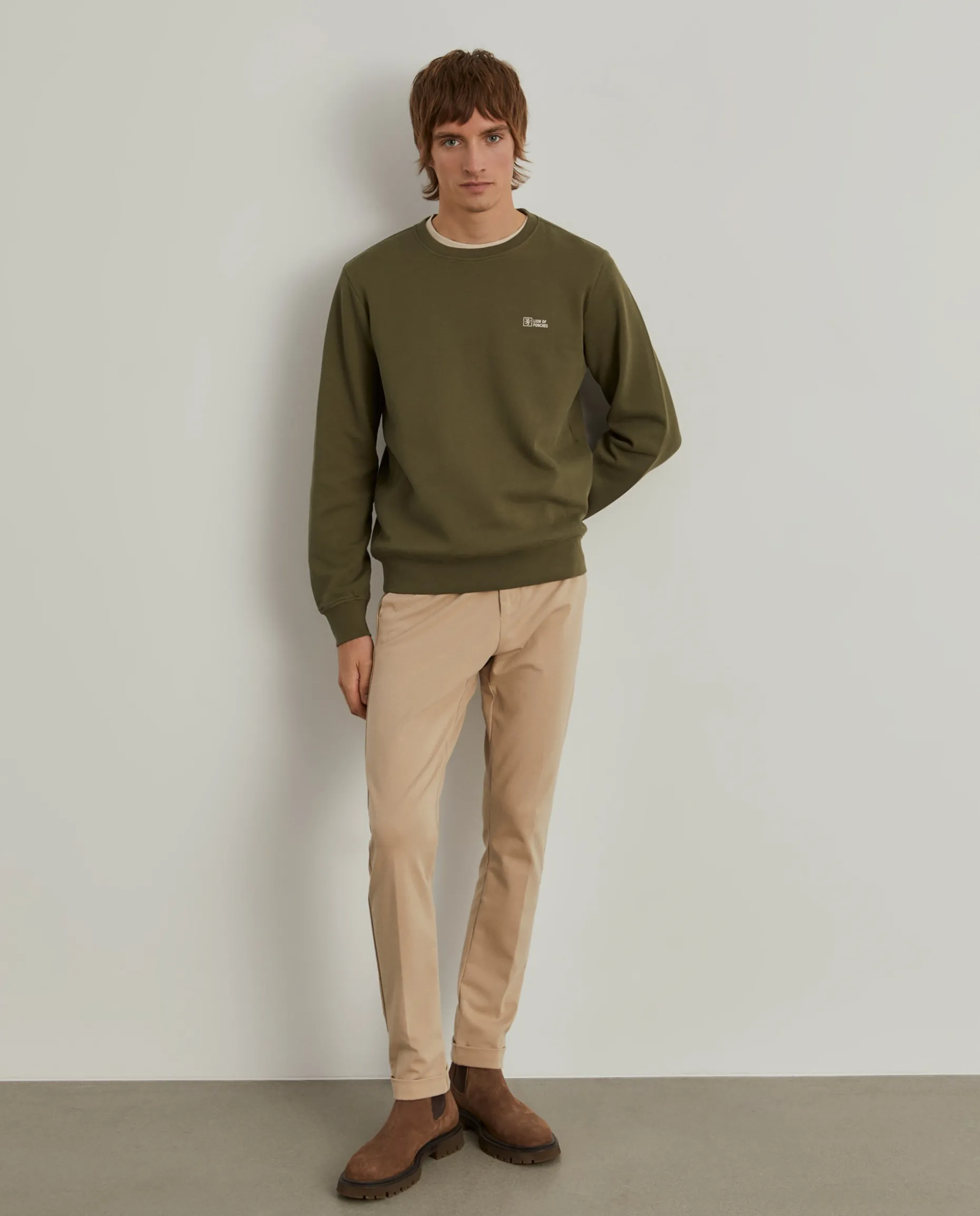 Sweater decote redondo em malha piqué