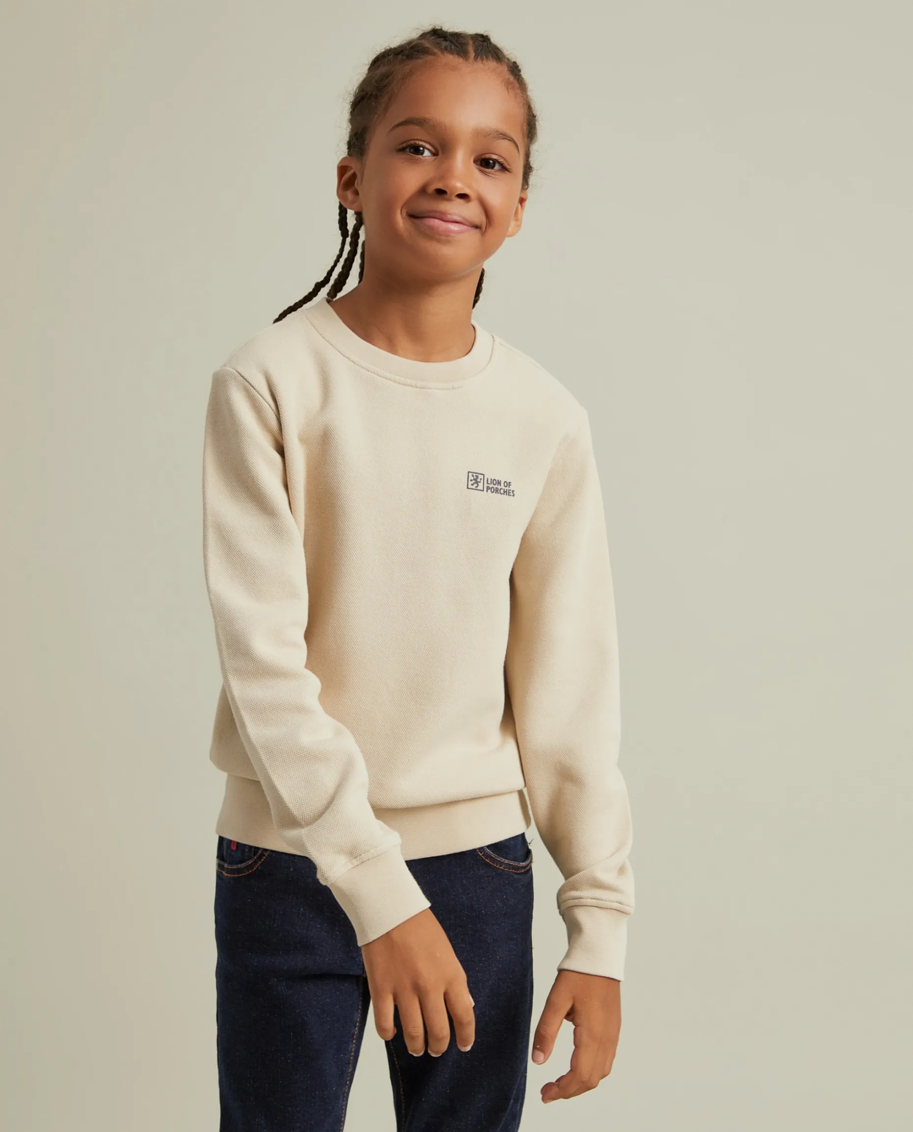 Sweater decote redondo em malha piqué