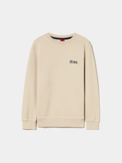 Sweater decote redondo em malha piqué