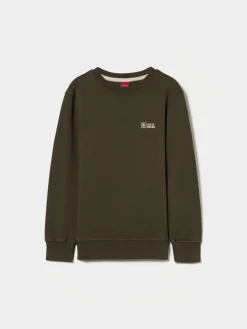 Sweater decote redondo em malha piqué