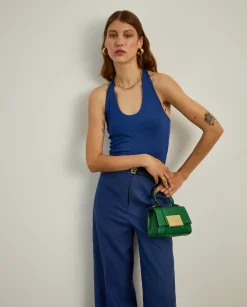 Top halter de malha com costas abertas