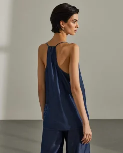 Top para mulher em lyocell com estampado floral e sem mangas