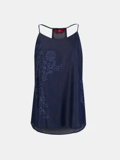 Top para mulher em lyocell com estampado floral e sem mangas