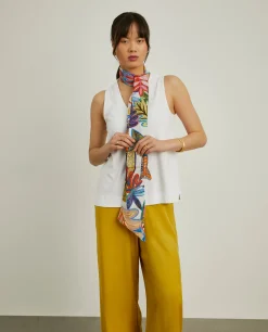 Top sem mangas com fita tropical