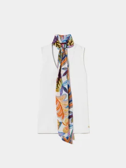 Top sem mangas com fita tropical