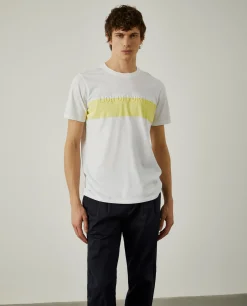 T-shirt 100% algodão com barra em contraste