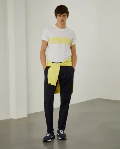 T-shirt 100% algodão com barra em contraste