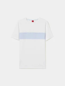 T-shirt 100% algodão com barra em contraste