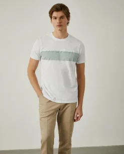 T-shirt 100% algodão com barra em contraste