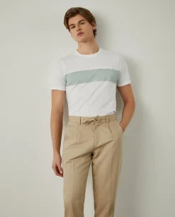 T-shirt 100% algodão com barra em contraste