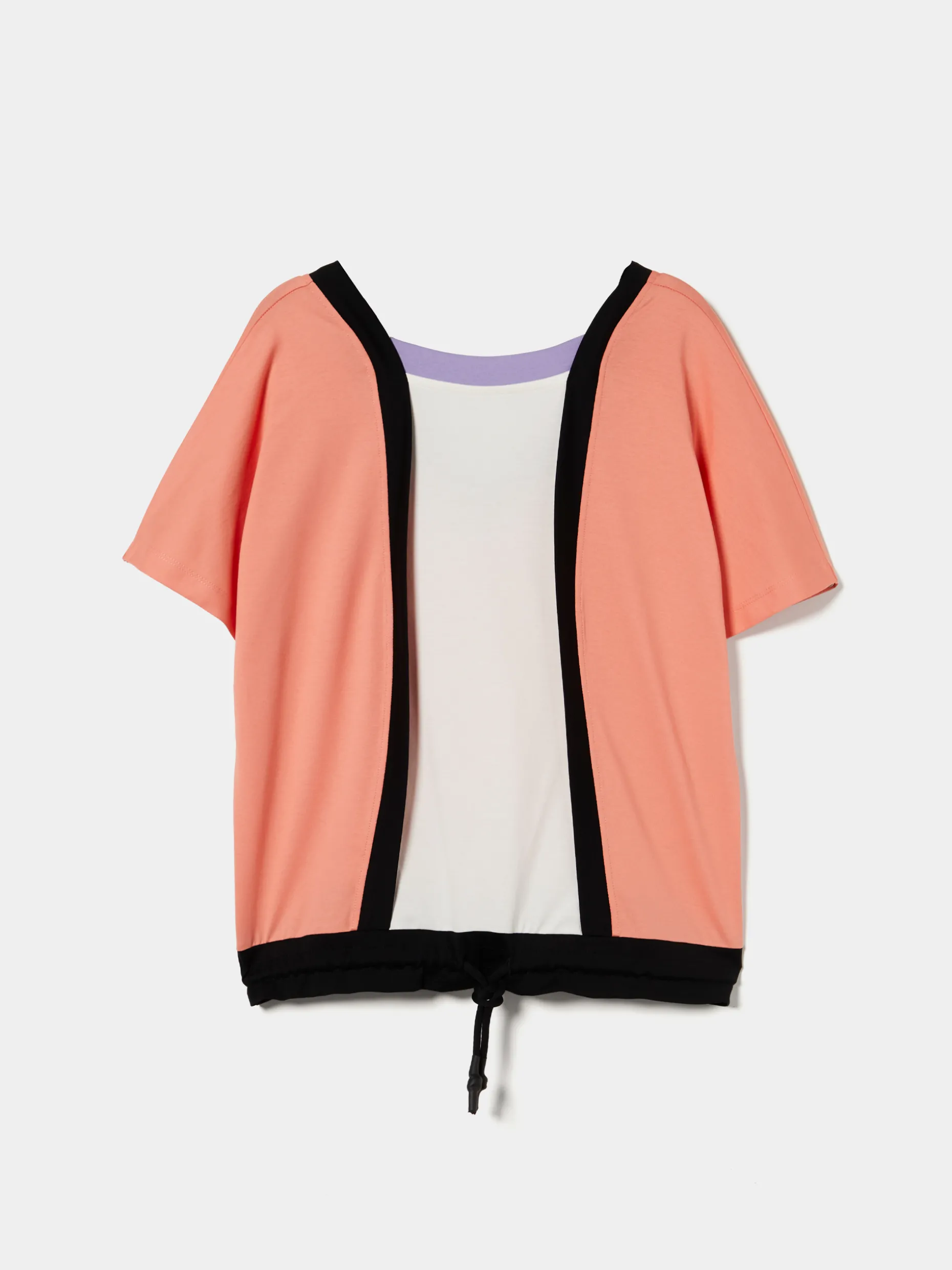 T-shirt color block com cintura ajustável