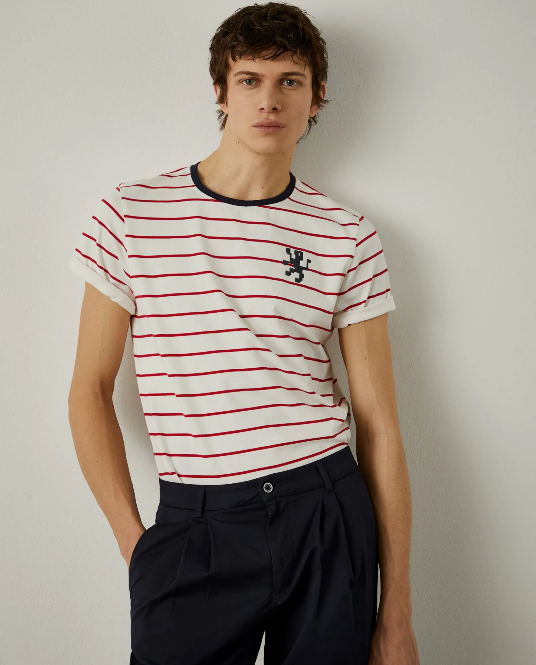 T-shirt com padrão de riscas 100% algodão