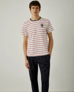 T-shirt com padrão de riscas 100% algodão