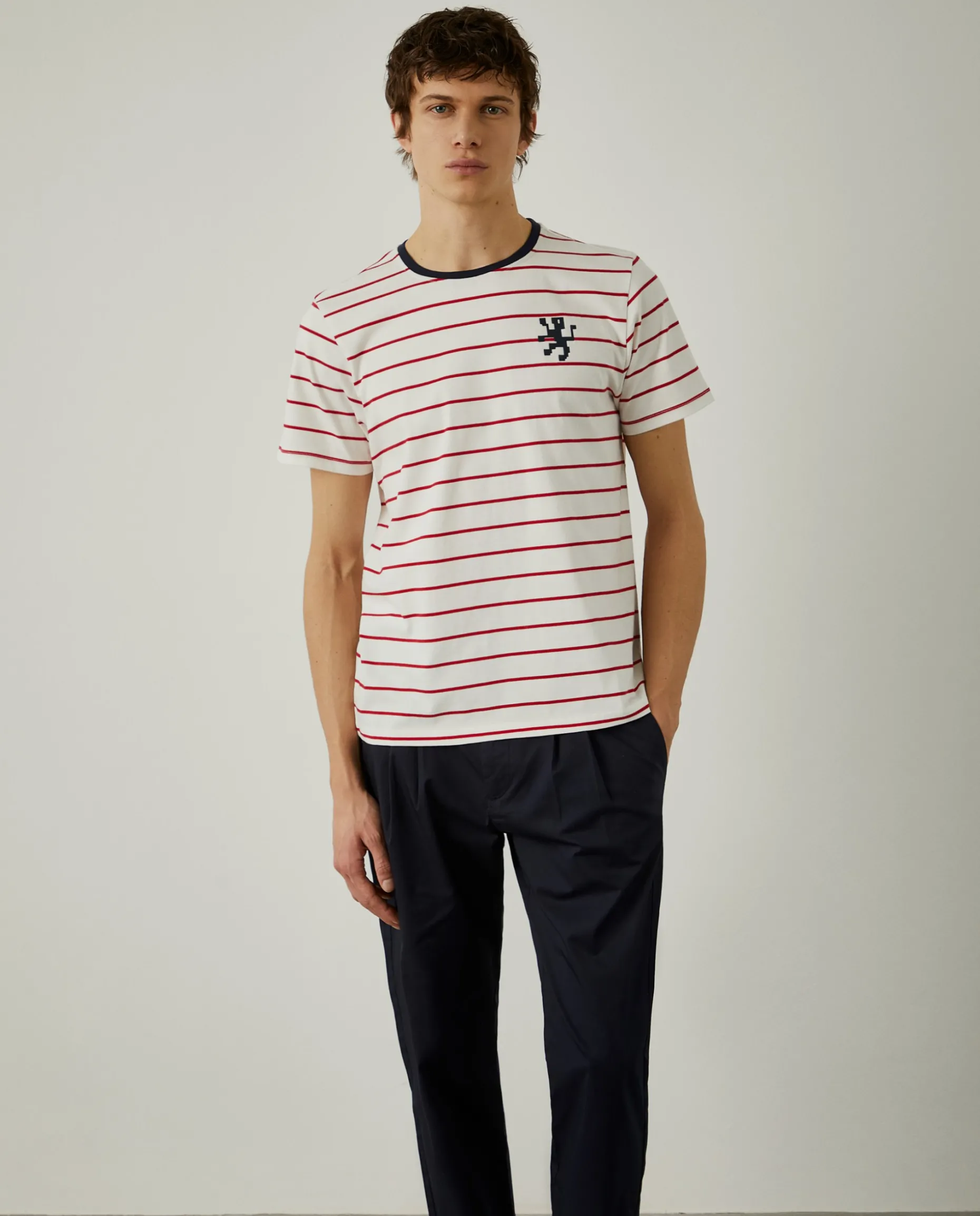 T-shirt com padrão de riscas 100% algodão