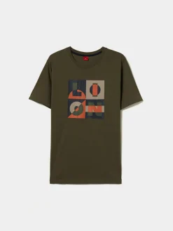 T-shirt de algodão com estampado