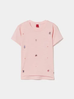 T-shirt de algodão com lantejoulas