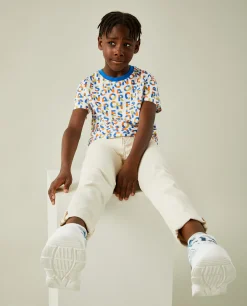 T-shirt de algodão com logotipo all over