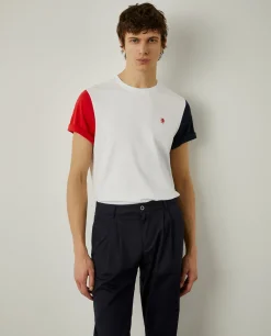 T-shirt de algodão com mangas em contraste