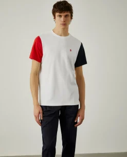 T-shirt de algodão com mangas em contraste