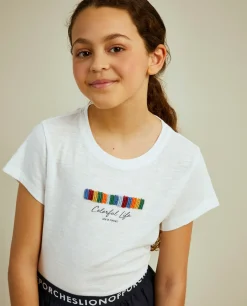 T-shirt de algodão com missangas