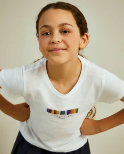 T-shirt de algodão com missangas