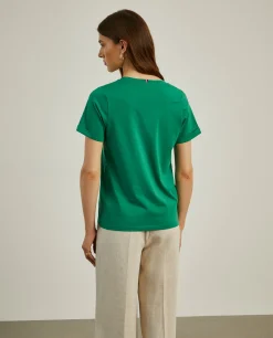 T-shirt de algodão decote em V