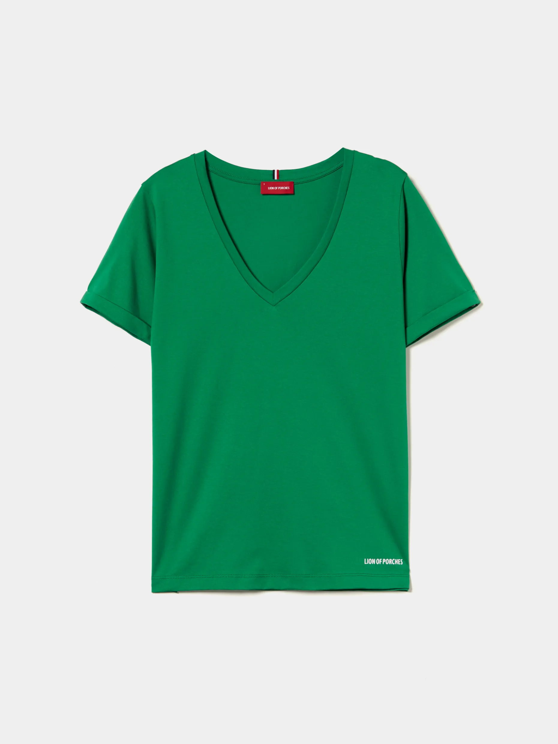 T-shirt de algodão decote em V