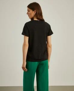 T-shirt de algodão decote em V