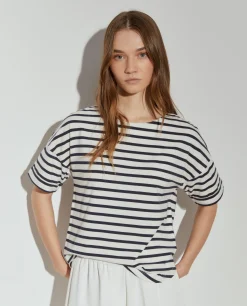 T-shirt de malha às riscas