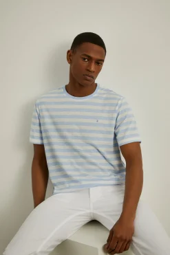 T-shirt de manga curta às riscas