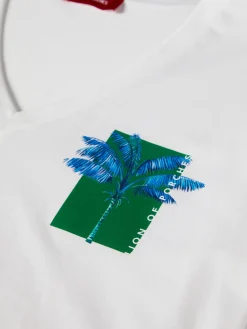 T-shirt decote em V com estampado