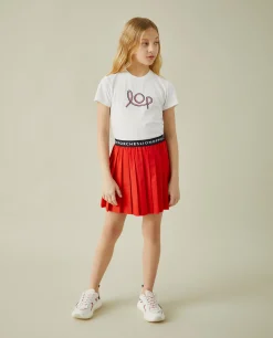 T-shirt manga curta com bordado LOP