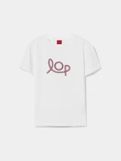 T-shirt manga curta com bordado LOP