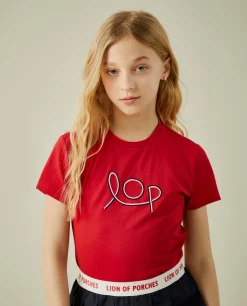 T-shirt manga curta com bordado LOP