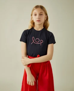 T-shirt manga curta com bordado LOP