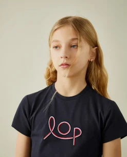 T-shirt manga curta com bordado LOP