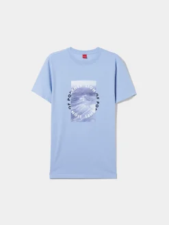 T-shirt manga curta com estampado