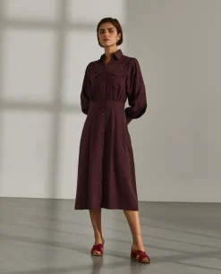 Vestido camiseiro comprido em tencel