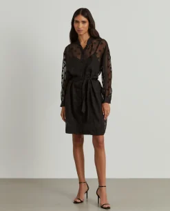 Vestido camiseiro semitransparente polka dots