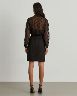 Vestido camiseiro semitransparente polka dots