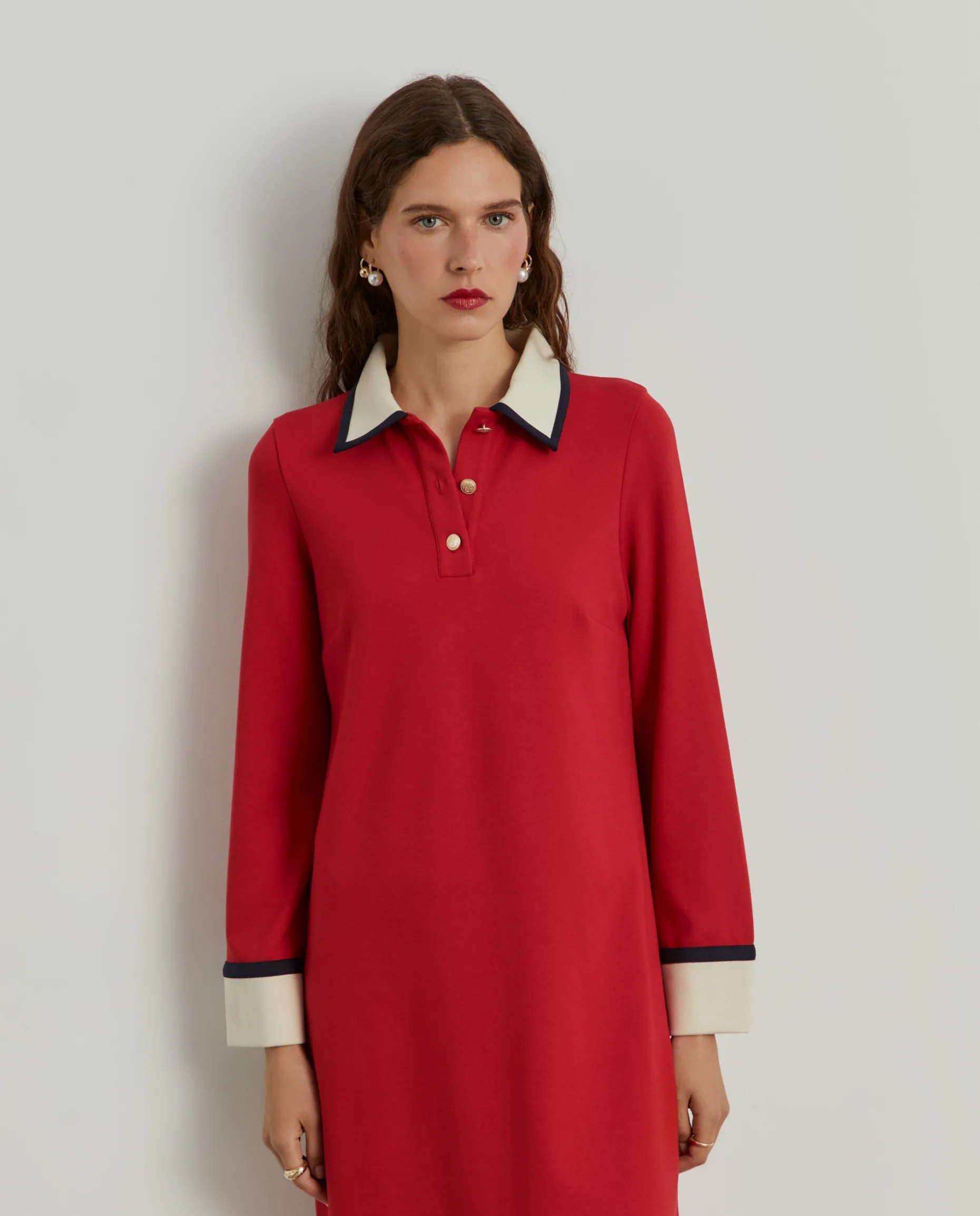 Vestido color block manga comprida