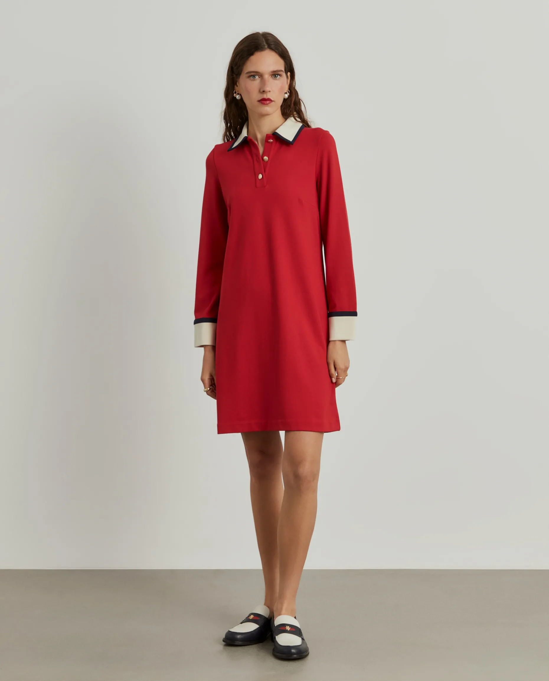 Vestido color block manga comprida