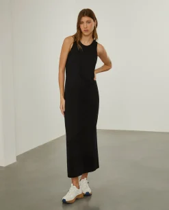 Vestido comprido manga cava