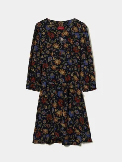 Vestido curto de flores com cinto