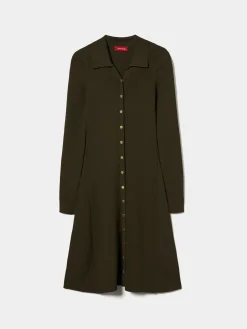 Vestido curto evasé de manga comprida