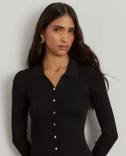 Vestido curto evasé de manga comprida