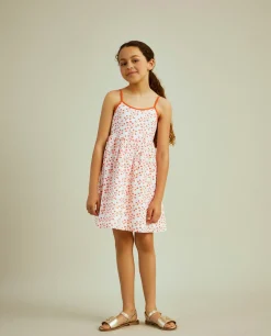 Vestido de alças com bordado de flores