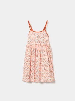 Vestido de alças com bordado de flores